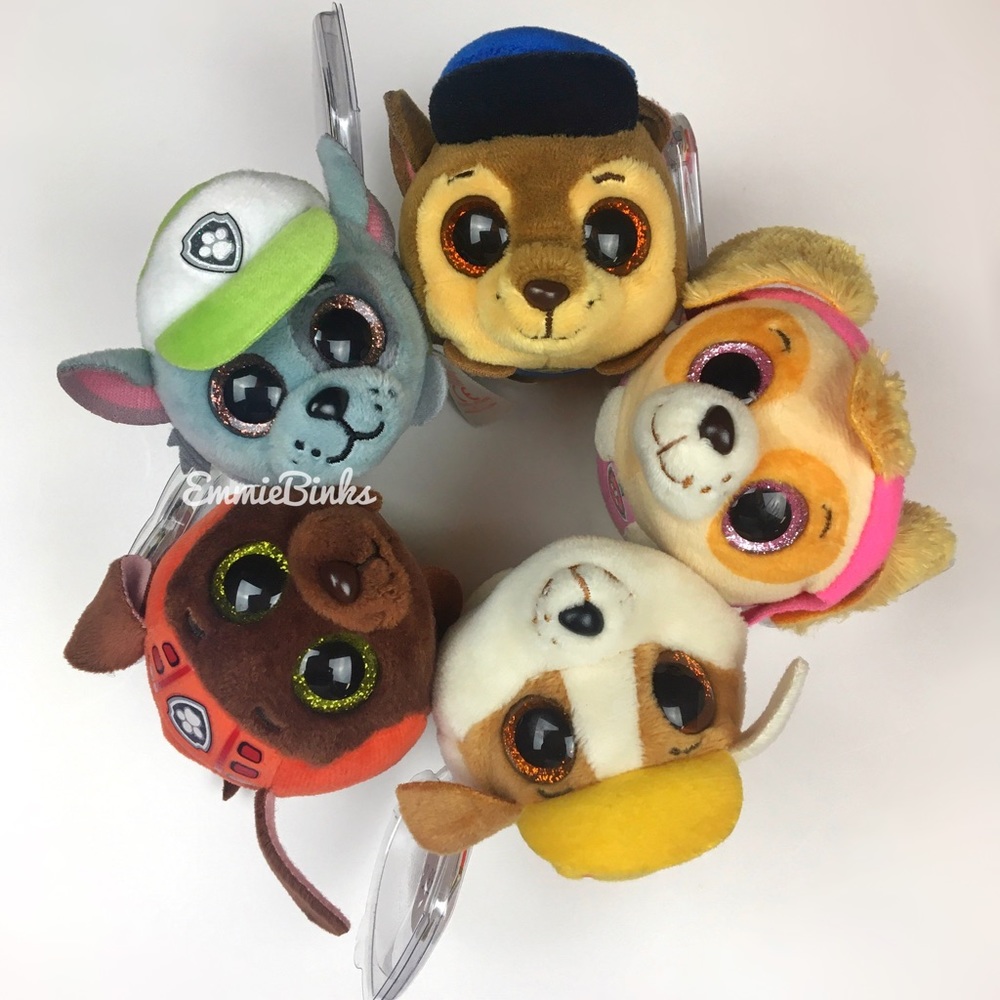 MNWT 2017 Ty Teeny Ty’s Official Paw Patrol Stackable Beanie Boo Plush Dogs Set